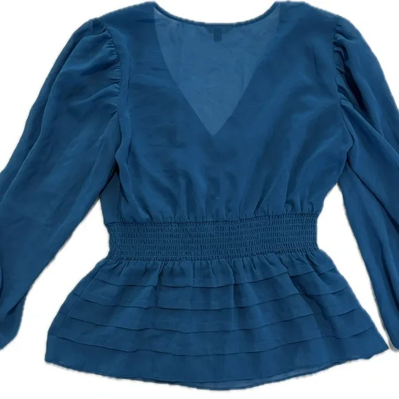 Guess Teal V-Neck Blouse Sz Small - Picture 2 of 9